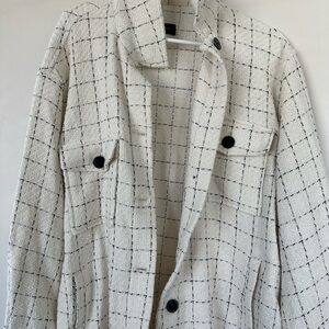 Zara White and Black Lightweight Shirt Jacket